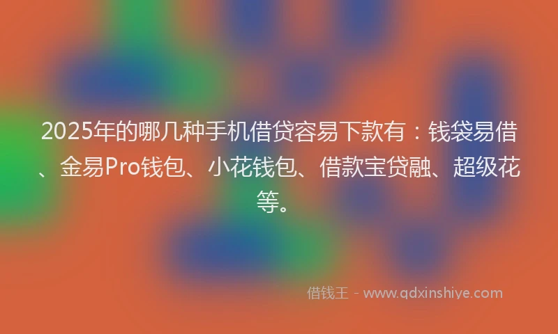 2025年的哪几种手机借贷容易下款有：钱袋易借、金易Pro钱包、小花钱包、借款宝贷融、超级花等。