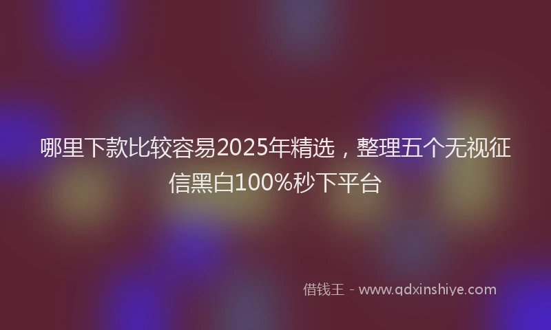 哪里下款比较容易2025年精选，整理五个无视征信黑白100%秒下平台