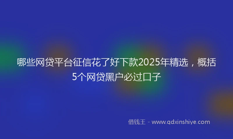 哪些网贷平台征信花了好下款2025年精选，概括5个网贷黑户必过口子