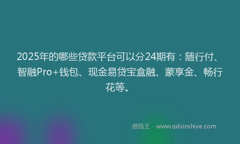 2025年的哪些贷款平台可以分24期有：随行付、智融Pro+钱包、现金易贷宝盒融、蒙享金、畅行花等。