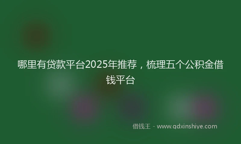 哪里有贷款平台2025年推荐，梳理五个公积金借钱平台