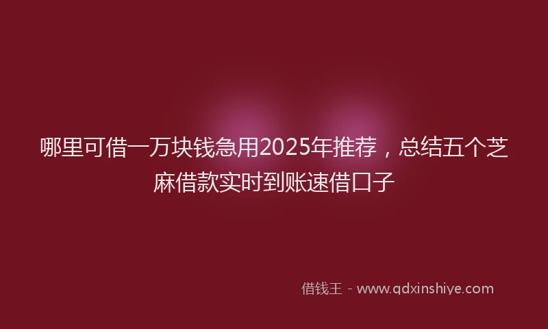 哪里可借一万块钱急用2025年推荐，总结五个芝麻借款实时到账速借口子