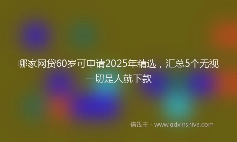 哪家网贷60岁可申请2025年精选，汇总5个无视一切是人就下款