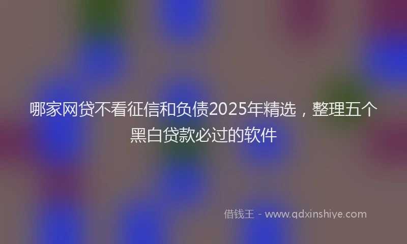 哪家网贷不看征信和负债2025年精选，整理五个黑白贷款必过的软件