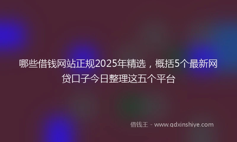哪些借钱网站正规2025年精选，概括5个最新网贷口子今日整理这五个平台