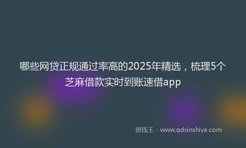 哪些网贷正规通过率高的2025年精选，梳理5个芝麻借款实时到账速借app