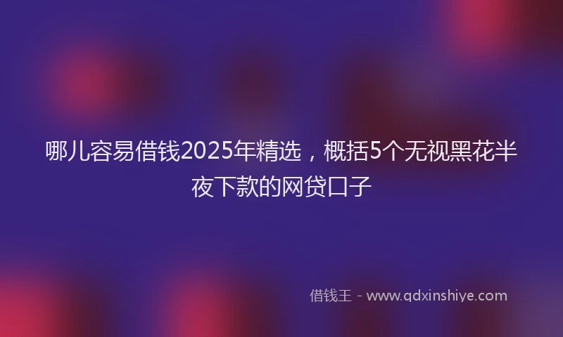 哪儿容易借钱2025年精选，概括5个无视黑花半夜下款的网贷口子