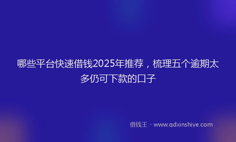 哪些平台快速借钱2025年推荐，梳理五个逾期太多仍可下款的口子