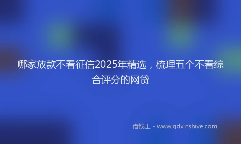 哪家放款不看征信2025年精选，梳理五个不看综合评分的网贷