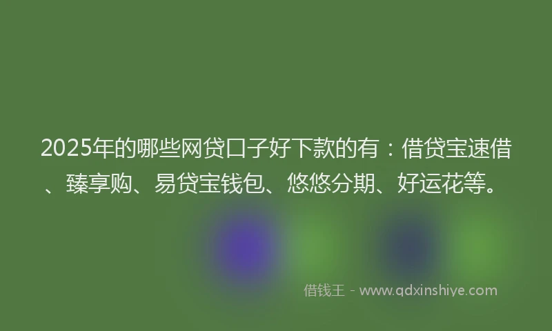 2025年的哪些网贷口子好下款的有：借贷宝速借、臻享购、易贷宝钱包、悠悠分期、好运花等。
