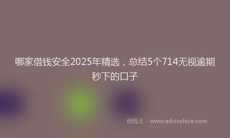 哪家借钱安全2025年精选，总结5个714无视逾期秒下的口子