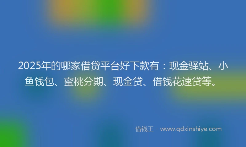 2025年的哪家借贷平台好下款有：现金驿站、小鱼钱包、蜜桃分期、现金贷、借钱花速贷等。