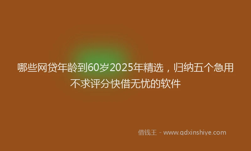 哪些网贷年龄到60岁2025年精选，归纳五个急用不求评分快借无忧的软件