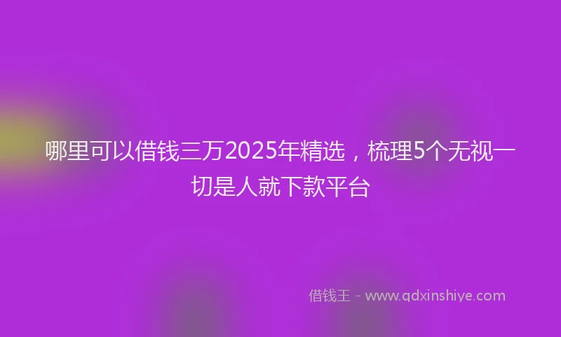 哪里可以借钱三万2025年精选，梳理5个无视一切是人就下款平台