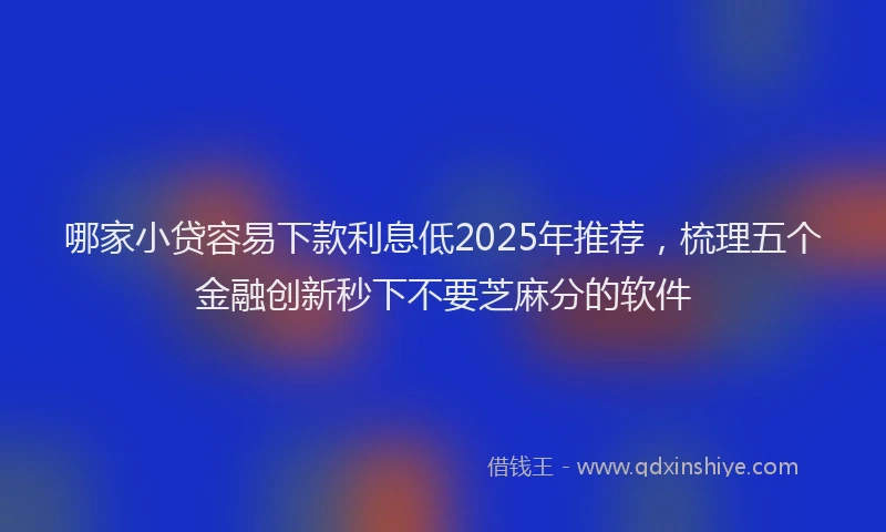 哪家小贷容易下款利息低2025年推荐，梳理五个金融创新秒下不要芝麻分的软件