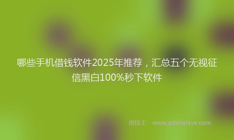 哪些手机借钱软件2025年推荐，汇总五个无视征信黑白100%秒下软件