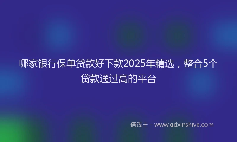 哪家银行保单贷款好下款2025年精选，整合5个贷款通过高的平台