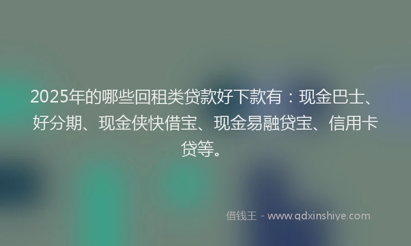 2025年的哪些回租类贷款好下款有：现金巴士、好分期、现金侠快借宝、现金易融贷宝、信用卡贷等。