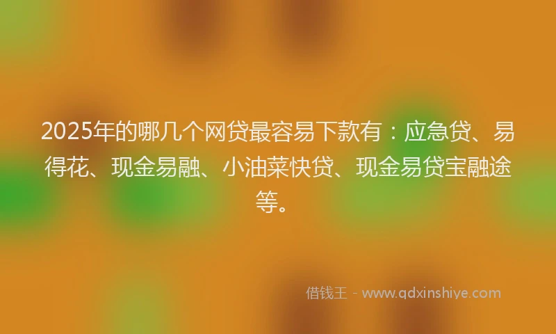 2025年的哪几个网贷最容易下款有：应急贷、易得花、现金易融、小油菜快贷、现金易贷宝融途等。