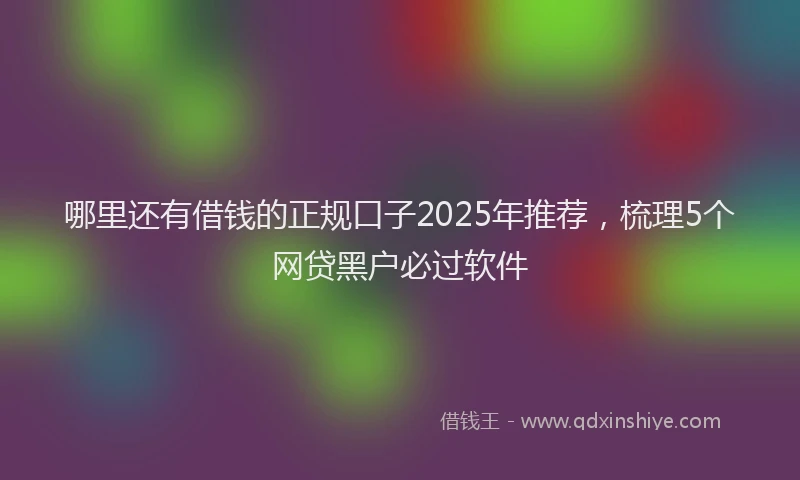 哪里还有借钱的正规口子2025年推荐，梳理5个网贷黑户必过软件