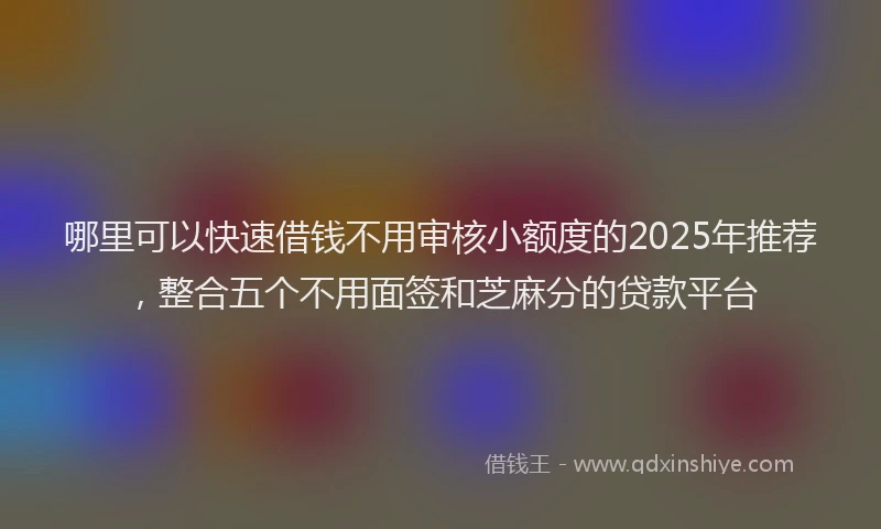 哪里可以快速借钱不用审核小额度的2025年推荐，整合五个不用面签和芝麻分的贷款平台