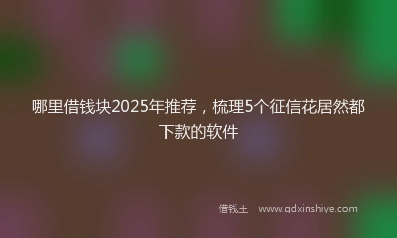 哪里借钱块2025年推荐，梳理5个征信花居然都下款的软件