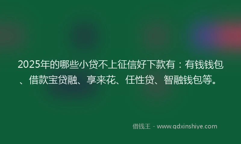 2025年的哪些小贷不上征信好下款有：有钱钱包、借款宝贷融、享来花、任性贷、智融钱包等。