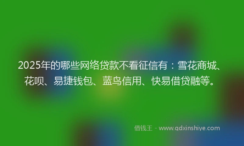 2025年的哪些网络贷款不看征信有：雪花商城、花呗、易捷钱包、蓝鸟信用、快易借贷融等。