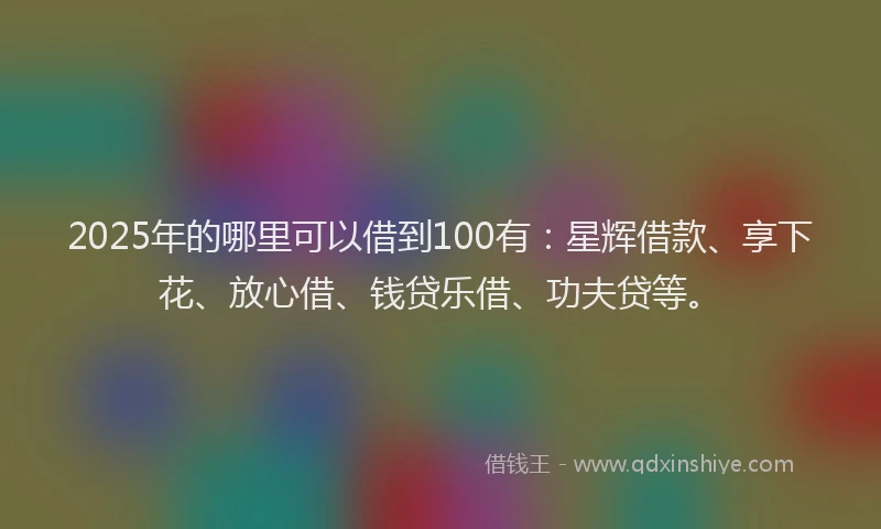 2025年的哪里可以借到100有：星辉借款、享下花、放心借、钱贷乐借、功夫贷等。