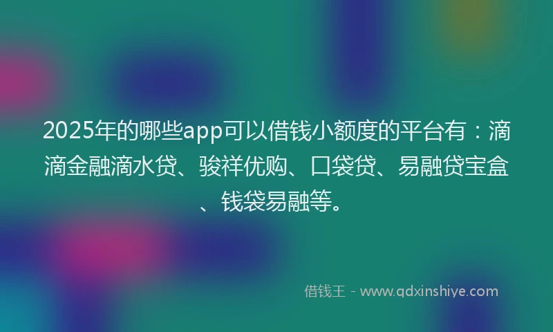 2025年的哪些app可以借钱小额度的平台有：滴滴金融滴水贷、骏祥优购、口袋贷、易融贷宝盒、钱袋易融等。