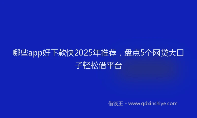 哪些app好下款快2025年推荐，盘点5个网贷大口子轻松借平台