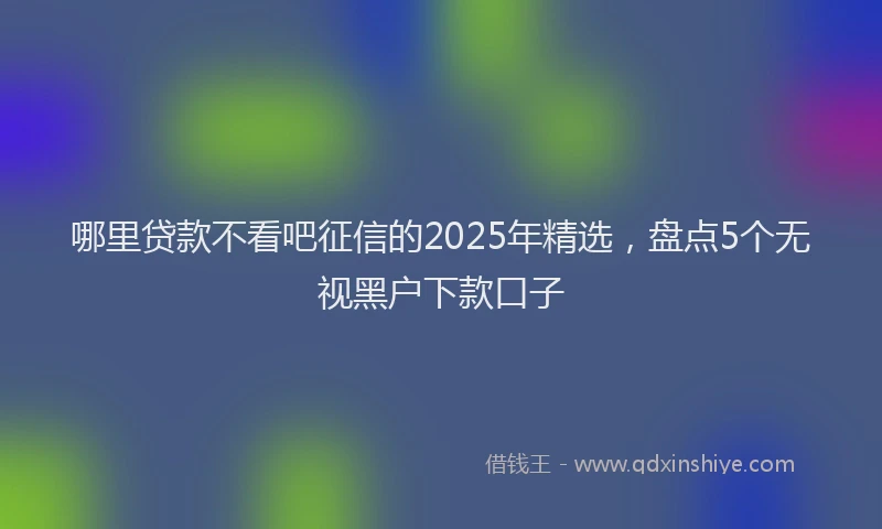 哪里贷款不看吧征信的2025年精选,盘点5个无视黑户下款口子