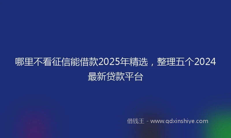 哪里不看征信能借款2025年精选，整理五个2024最新贷款平台