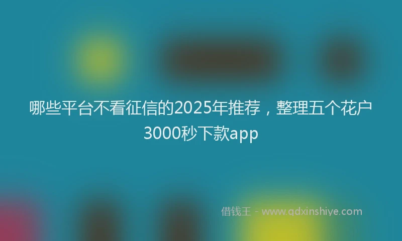 哪些平台不看征信的2025年推荐，整理五个花户3000秒下款app