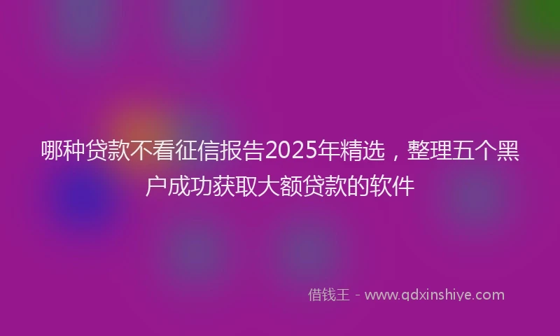 哪种贷款不看征信报告2025年精选，整理五个黑户成功获取大额贷款的软件