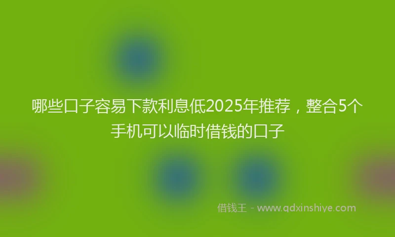 哪些口子容易下款利息低2025年推荐，整合5个手机可以临时借钱的口子
