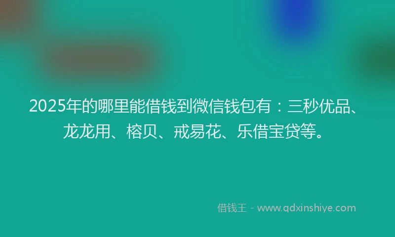 2025年的哪里能借钱到微信钱包有：三秒优品、龙龙用、榕贝、戒易花、乐借宝贷等。