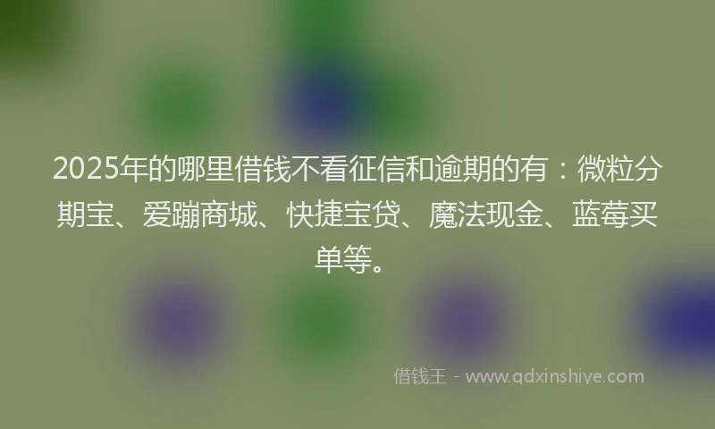 2025年的哪里借钱不看征信和逾期的有：微粒分期宝、爱蹦商城、快捷宝贷、魔法现金、蓝莓买单等。
