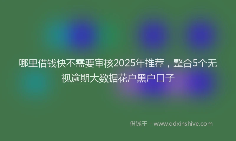 哪里借钱快不需要审核2025年推荐，整合5个无视逾期大数据花户黑户口子