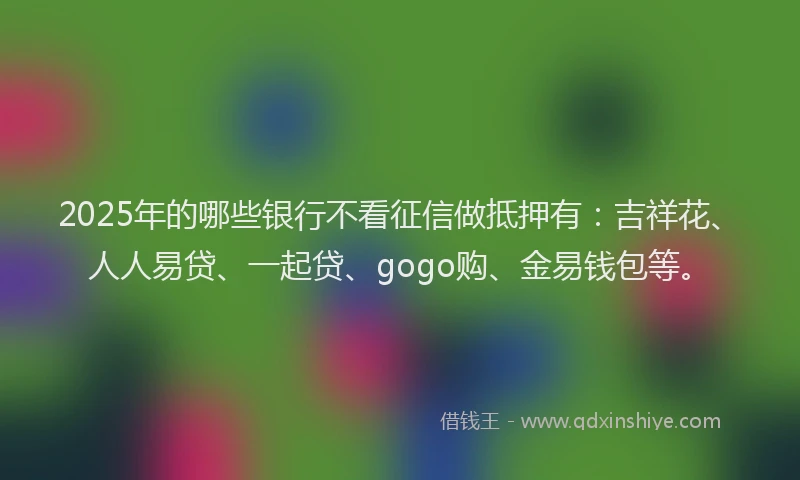 2025年的哪些银行不看征信做抵押有：吉祥花、人人易贷、一起贷、gogo购、金易钱包等。
