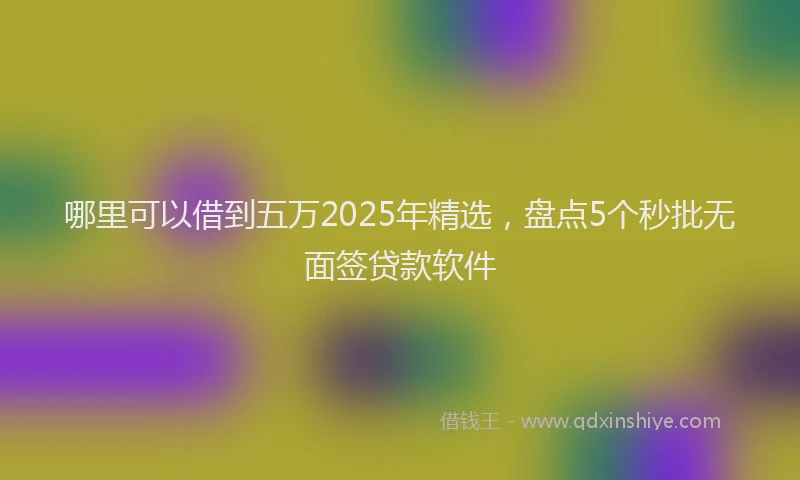 哪里可以借到五万2025年精选，盘点5个秒批无面签贷款软件