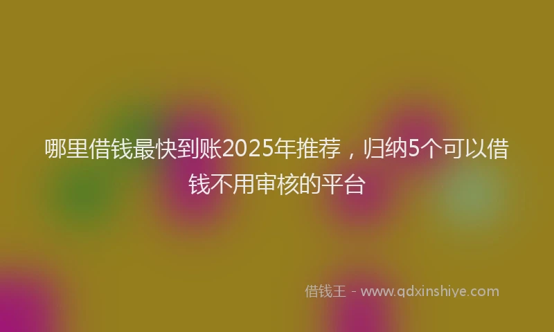 哪里借钱最快到账2025年推荐，归纳5个可以借钱不用审核的平台