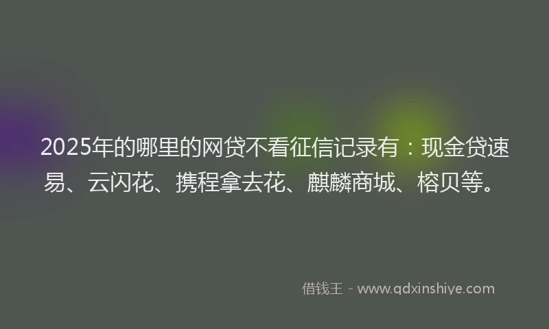 2025年的哪里的网贷不看征信记录有：现金贷速易、云闪花、携程拿去花、麒麟商城、榕贝等。