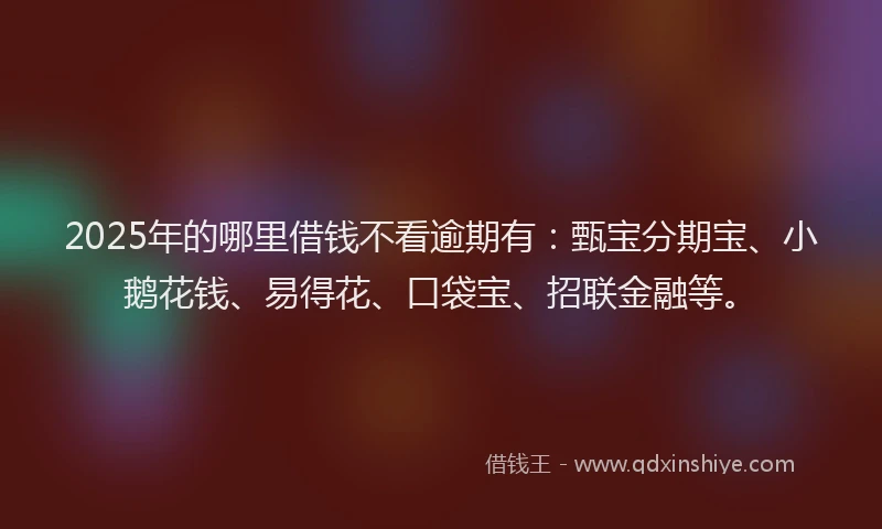 2025年的哪里借钱不看逾期有：甄宝分期宝、小鹅花钱、易得花、口袋宝、招联金融等。