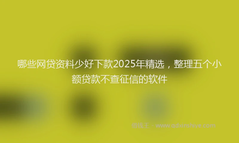 哪些网贷资料少好下款2025年精选，整理五个小额贷款不查征信的软件