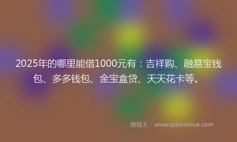 2025年的哪里能借1000元有：吉祥购、融易宝钱包、多多钱包、金宝盒贷、天天花卡等。