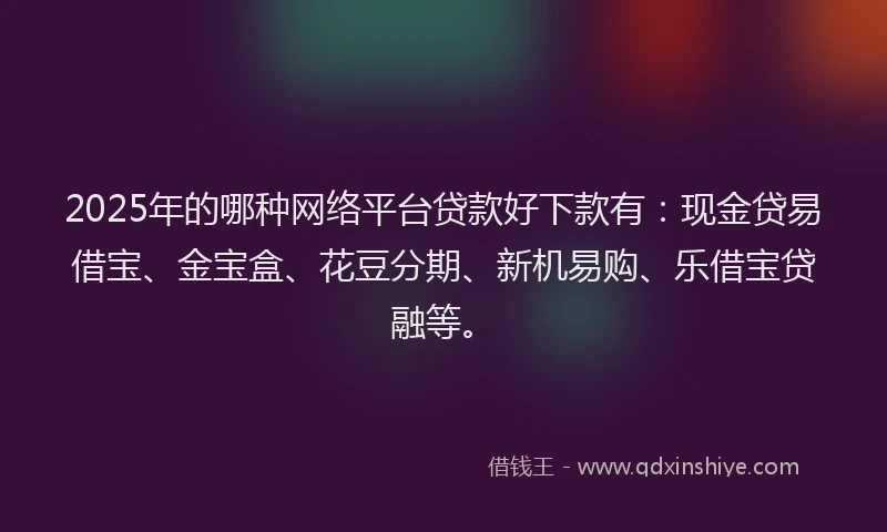 2025年的哪种网络平台贷款好下款有：现金贷易借宝、金宝盒、花豆分期、新机易购、乐借宝贷融等。