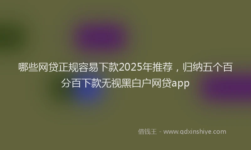 哪些网贷正规容易下款2025年推荐，归纳五个百分百下款无视黑白户网贷app