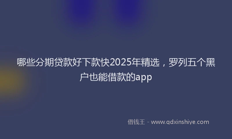 哪些分期贷款好下款快2025年精选，罗列五个黑户也能借款的app