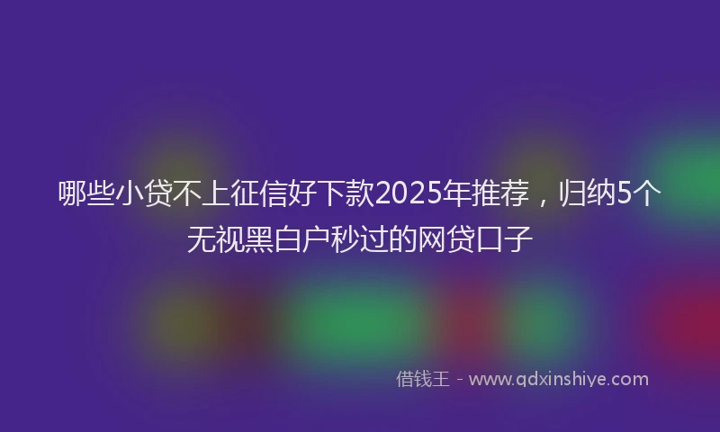 哪些小贷不上征信好下款2025年推荐，归纳5个无视黑白户秒过的网贷口子